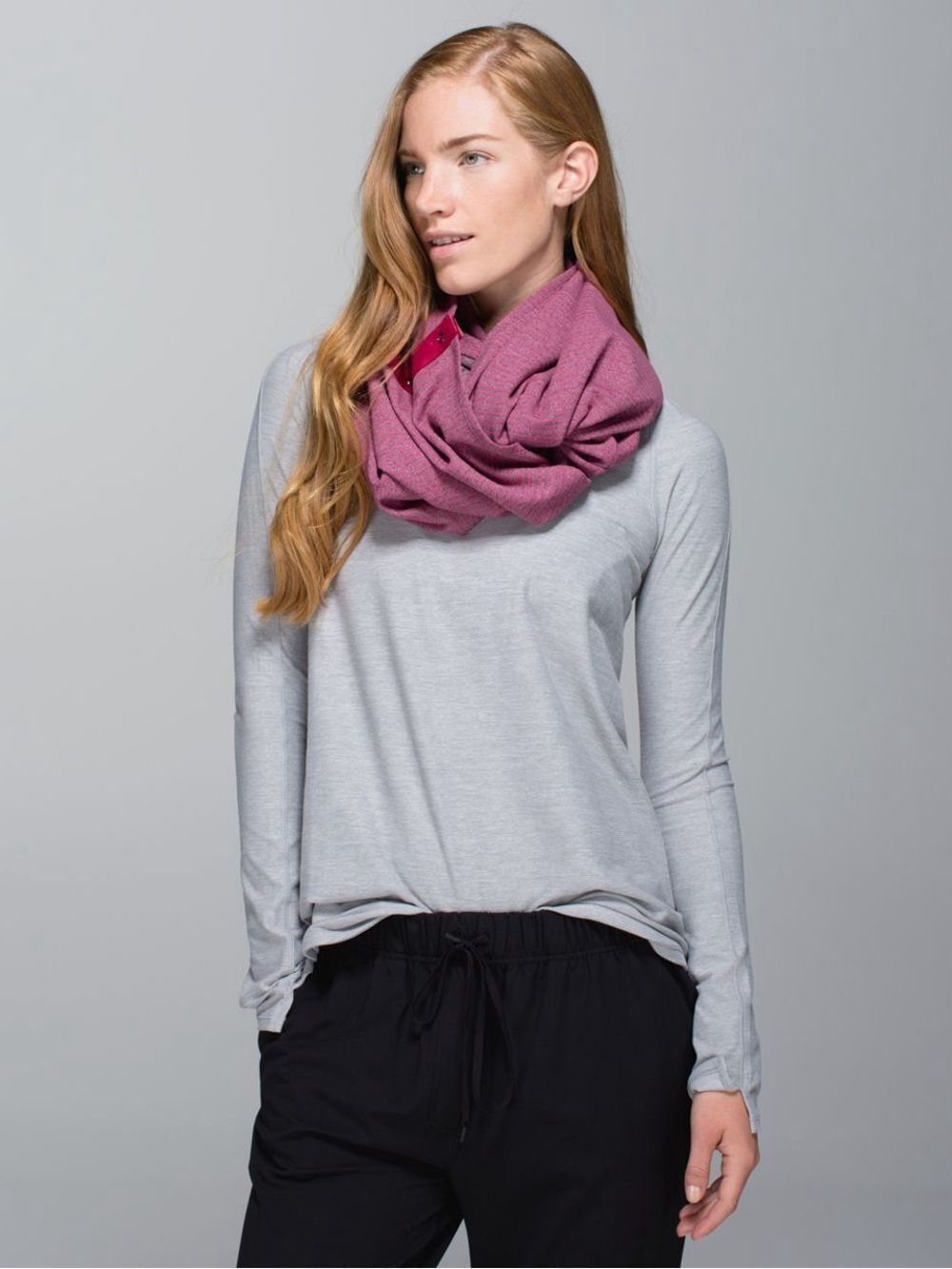Lululemon Vinyasa Scarf *Rulu Hyper Stripe Heathered Bordeaux Drama Bumble Berry